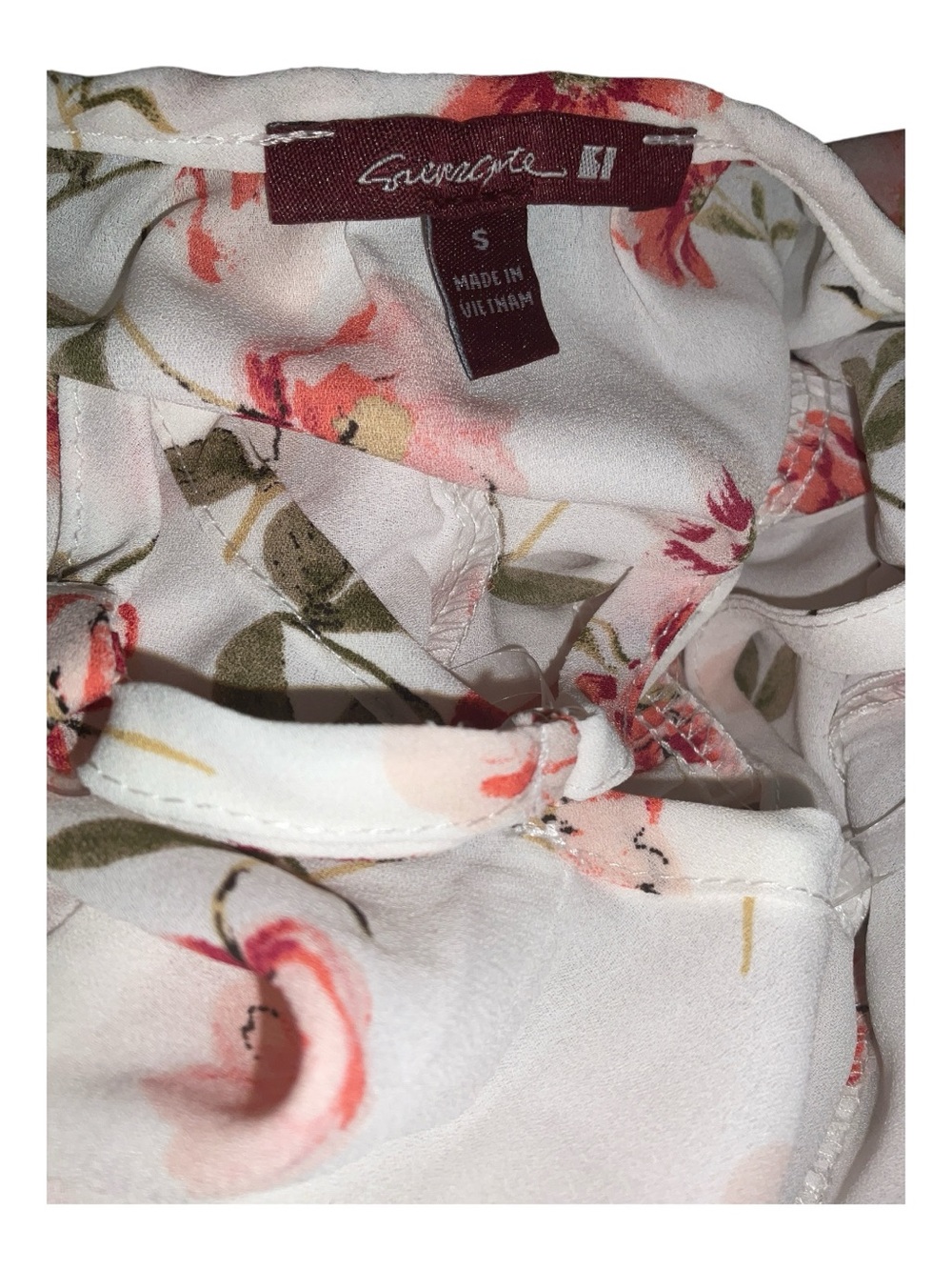NWOT Giavetta Floral Tiered Cami Tank Top S White Pink Romantic Boho A24 - Picture 5 of 6